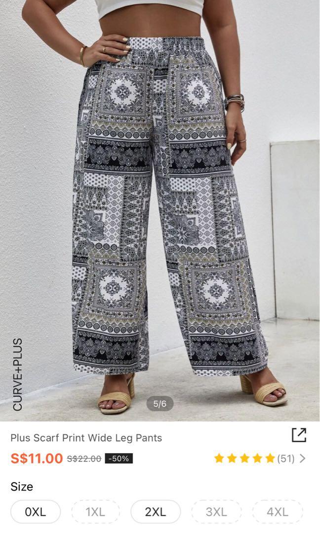 SHEIN CURVE Wide Leg Print Pants, Women's Fashion, Bottoms, Other Bottoms  on Carousell