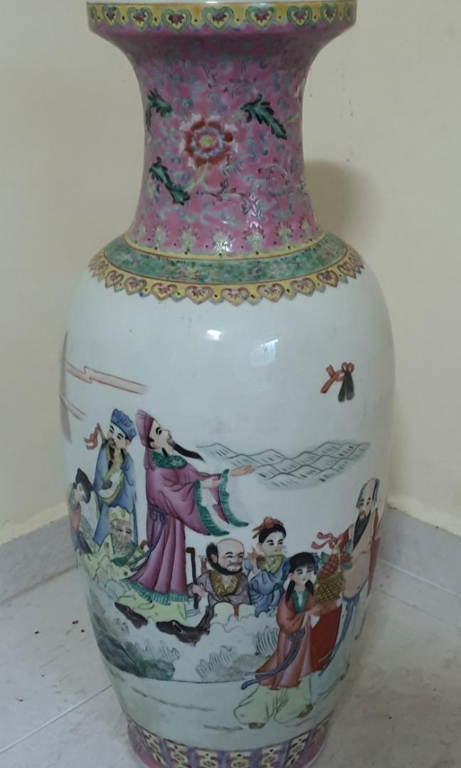 Retro Vase Chinese Famille Rose Eight Immortals Character Vase 6.5 Inch Home Decoration 