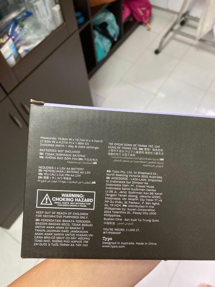 Typo retro flip clock in pastel lavender, Furniture & Home Living, Home