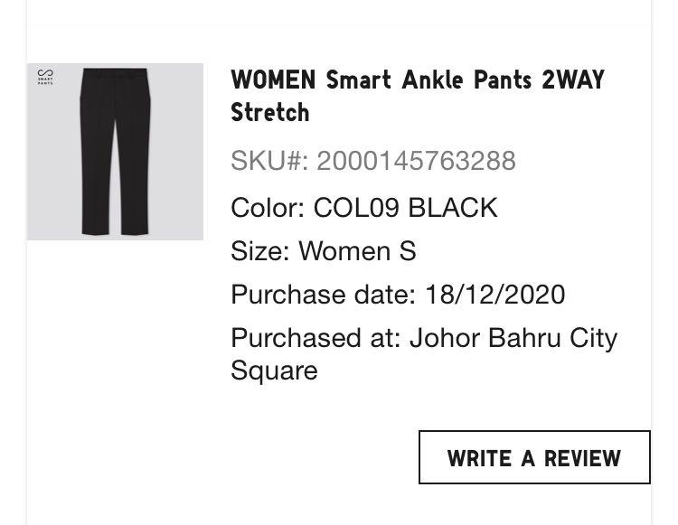 UNIQLO Smart Ankle Pants 2way Stretch Black, Women's Fashion, Bottoms, Jeans  & Leggings on Carousell