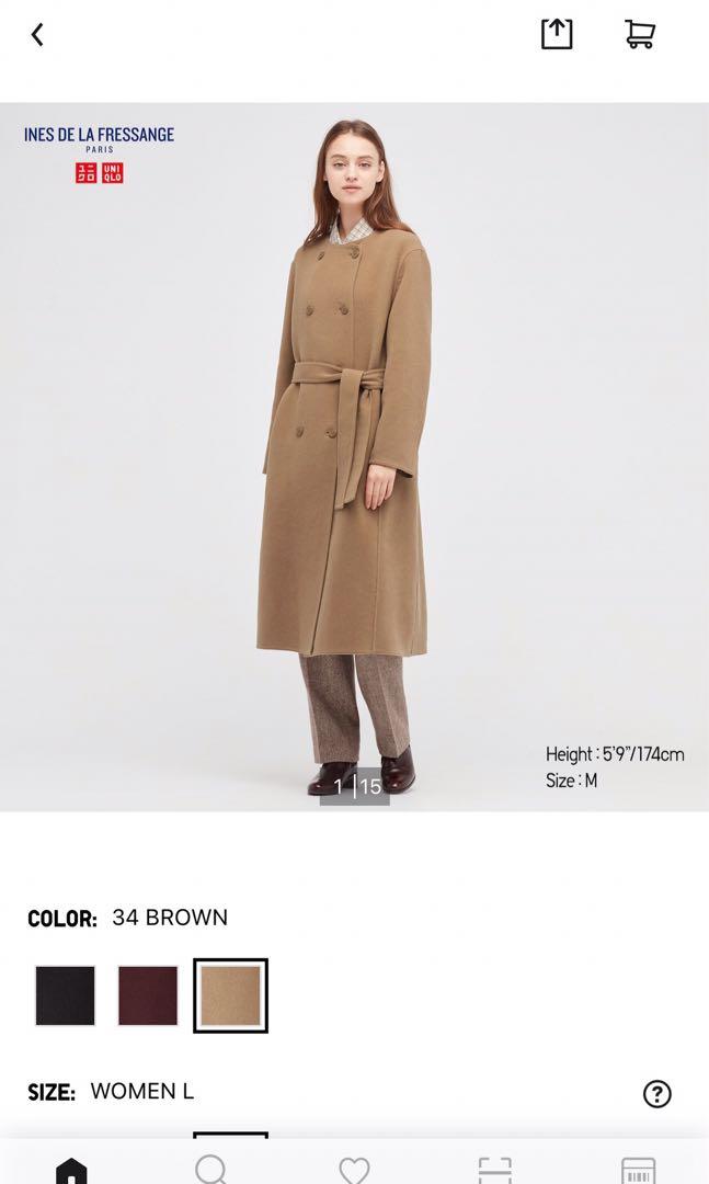 Uniqlo Women IDLF Wool Blend coat Brown Women s Fashion Coats