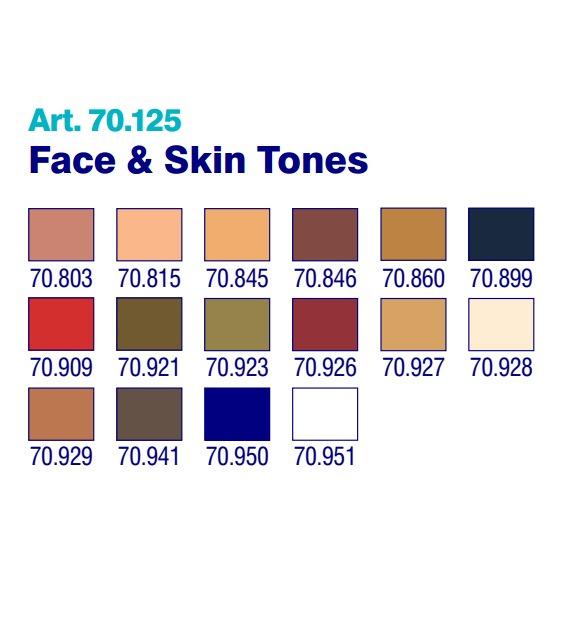 Vallejo 70125 Model Color - Face & Skin Tones (16 colours), Hobbies ...