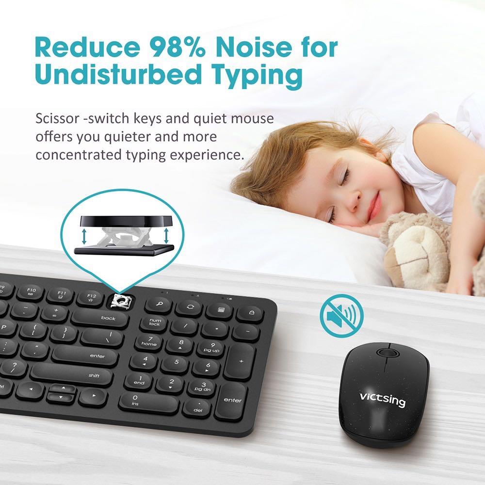 Victsing Wireless Keyboard and Mouse Silent Type, Computers & Tech