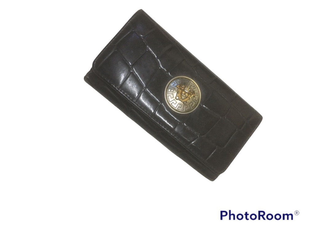 Vintage GIANNI VERSACE Women Wallet Moc Crocodile Style Bifold