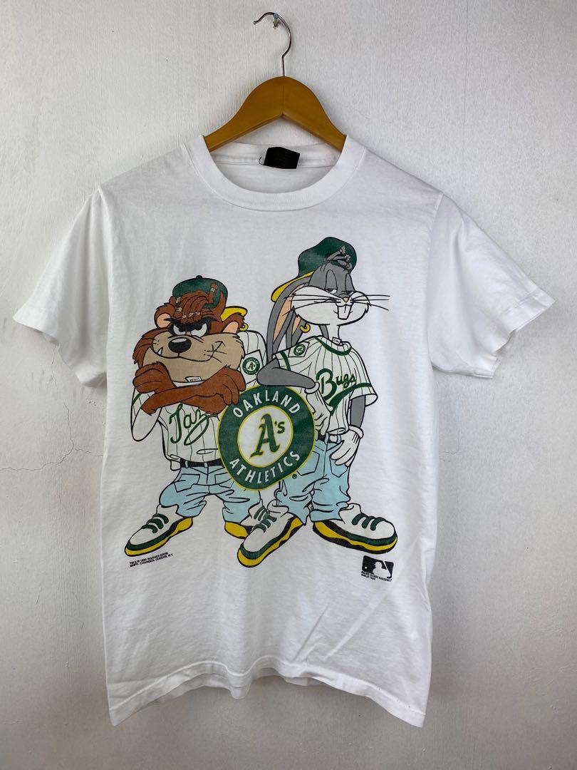 Vintage oakland athletic A'S tazmania / bugs bunny white t-shirt
