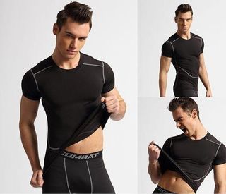 (運動必備) 運動 男款運動上衣 速乾 短袖 緊身衣 塑型衣 籃球 單車 足球 連動衫 ($99包郵)64229819121793110