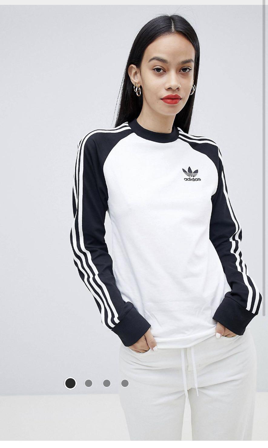 Adidas Original 3 Stripe Long Sleeve in Black and White
