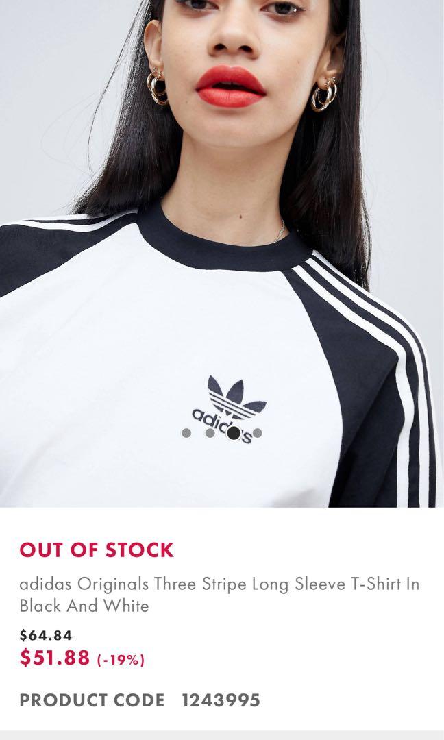 Mens adidas 3 new arrivals stripe long sleeve top