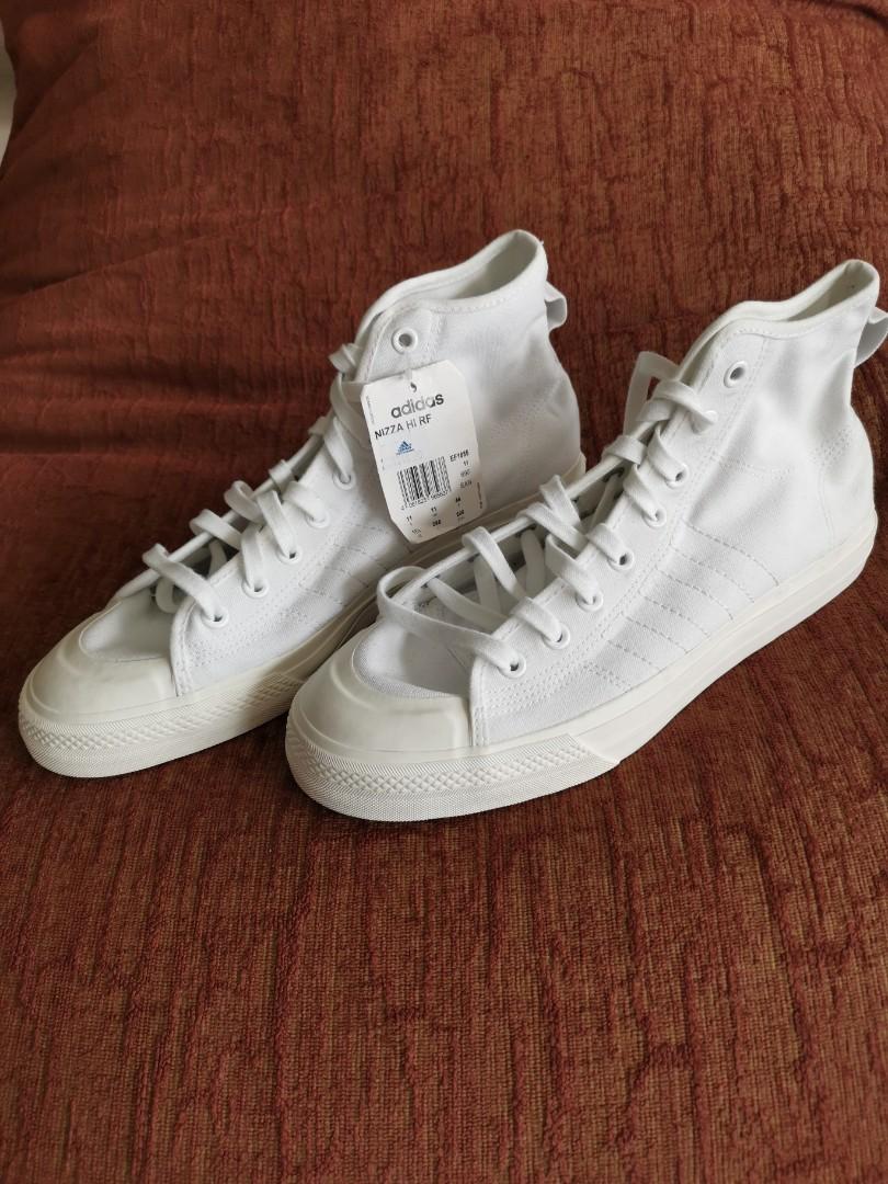 Adidas White Canvas High Cut / School Shoes (Nizza - US 11.5) - Brand New,  Men's Fashion, Footwear, Sneakers on Carousell