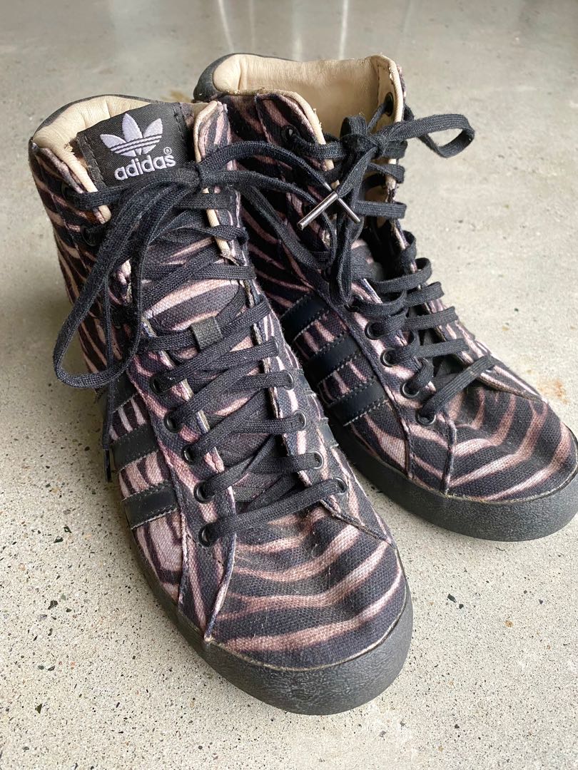 Lace-Up High Top Zebra Canvas Sneakers
