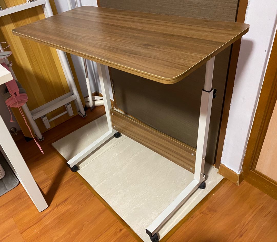 Adjustable height Bedside table with wheels (80cm x 40cm), Furniture
