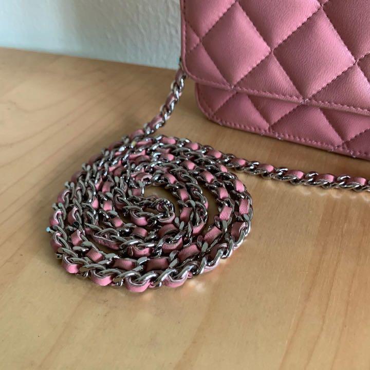 Authentic Chanel Wallet on Chain WOC in Sakura Pink Lambskin, Luxury, Bags  & Wallets on Carousell