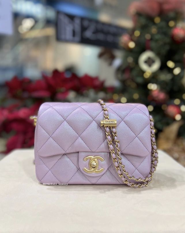 Chanel 21P RAINBOW Hardwares PINK MINI Rectangular Lambskin