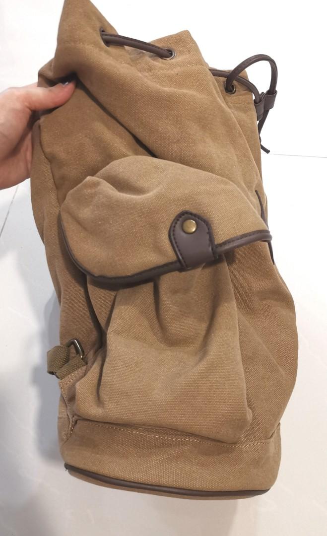 Canvas Brown Khaki Backpack Zalora Women s Fashion Bags Wallets Backpacks on Carousell