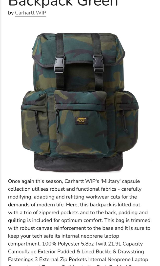 Carhartt military store rucksack