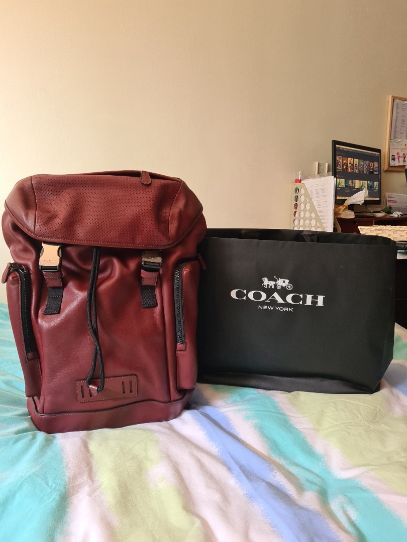 Coach leather backpack mens clearance