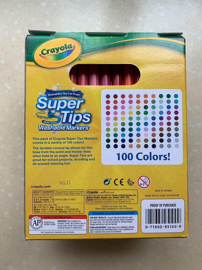 Crayola 100 Colors Super Tips Washable Markers, Hobbies & Toys, Stationery  & Craft, Craft Supplies & Tools on Carousell