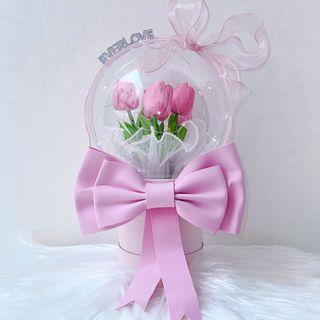 Customize 🌷 Love Globe 💝 Christmas Gift Anniversary Birthday Graduation Monthsary Eternal Preserved Flower Tulip Roses Carnation Baby Breath Hydrangea Bouquet in Globe with LED Fairy light Personalize Now!