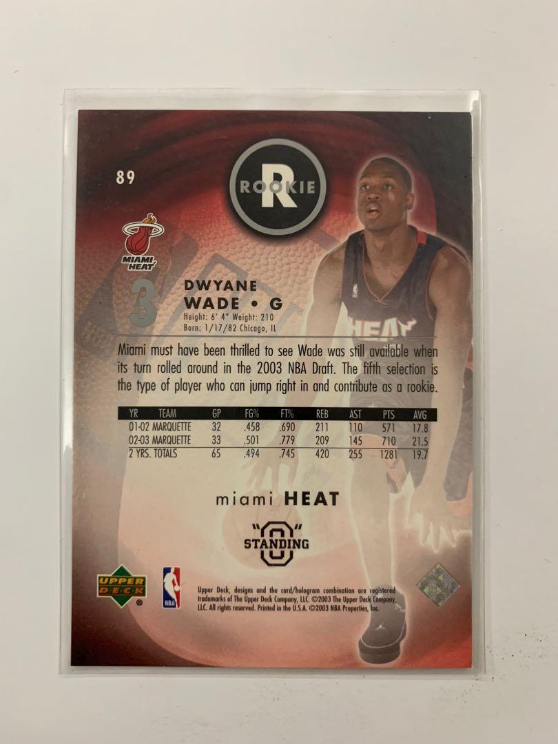 Dwayne Wade Standing O Rookie Card (Category: Raw Singles) located in Pasig City. Submitted by joeytanyag (Listing ID 1132096140, Image 2). Description: 2003 - Upper Deck - Standing O - Rookies - Standard - Dwyane Wade #89 Sport: Basketball Year: 2003 Collection: Standing O Base/Insert: Rookies Parallel: Standard Print Run: Unknown.