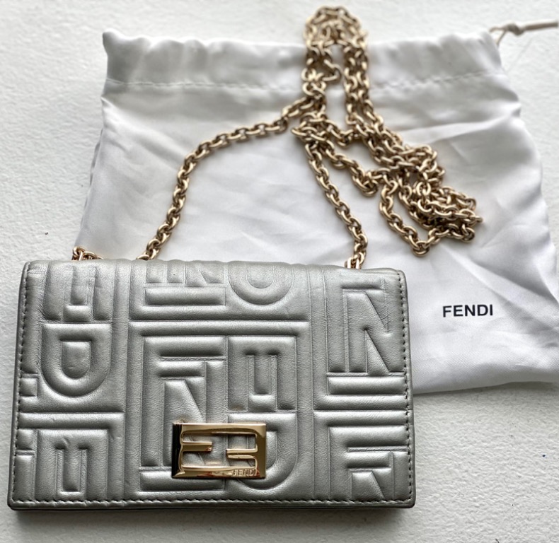 Fendi Silver Wallet on chain Women s Fashion Bags Wallets
