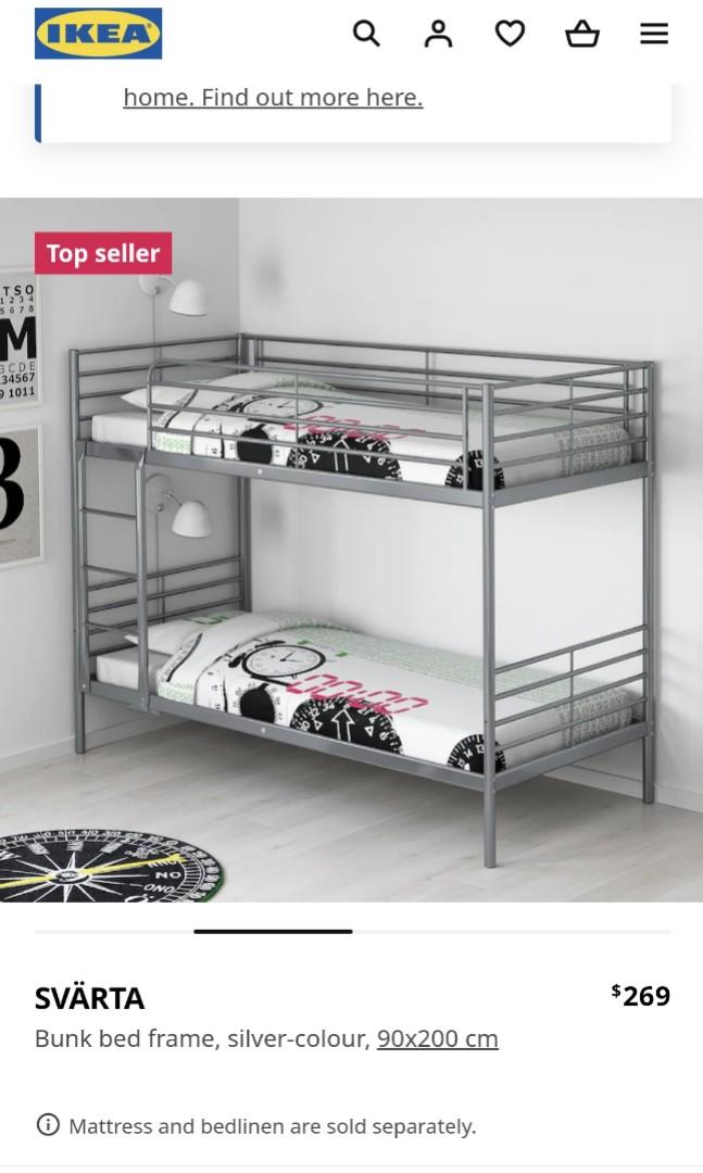 Ikea svarta bunk bed frame only, Furniture & Home Living, Furniture