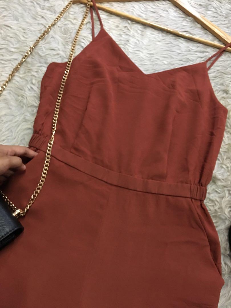 Uniqlo Camisole Jumpsuit in Burnt Orange, Women's Fashion, Dresses & Sets,  Jumpsuits on Carousell