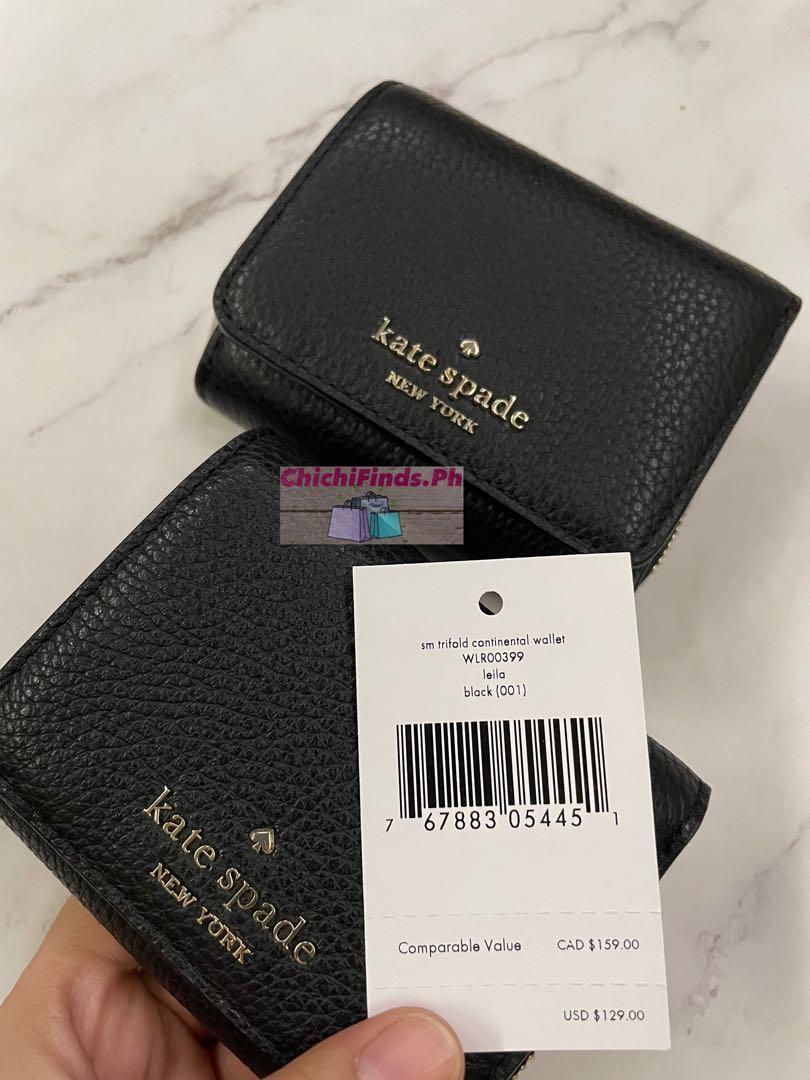 Kate Spade Leila Small Trifold Continental Wallet in Black Kate Spade Leila Small Trifold Continental Wallet in Black
