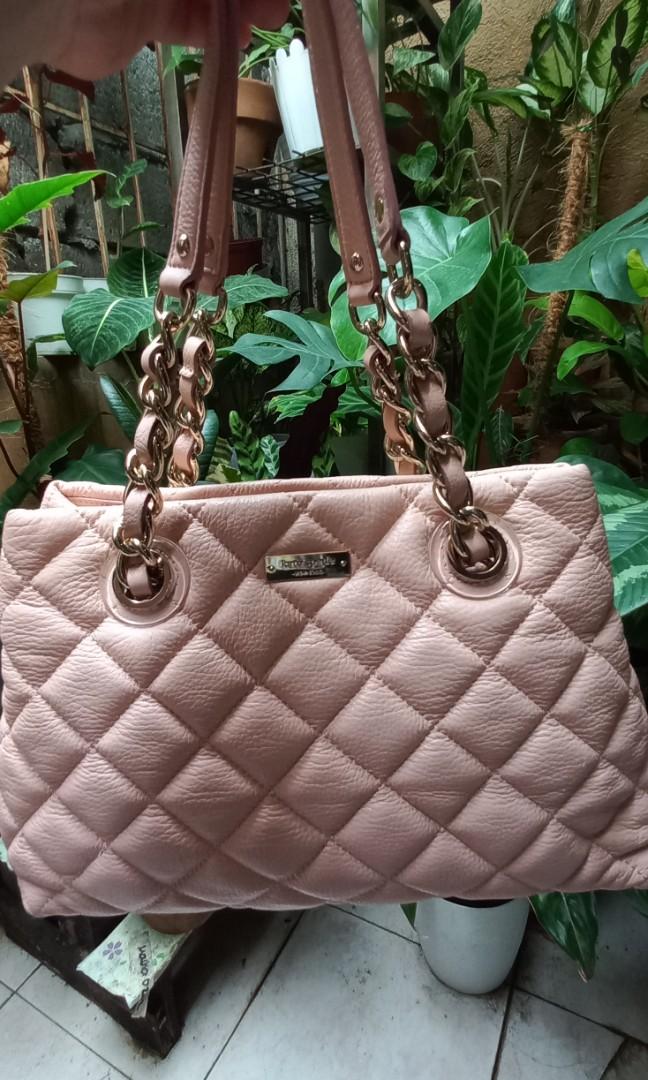 Kate Spade Original Quilted Baby Pink Shoulder Chain, Luxury, Bags