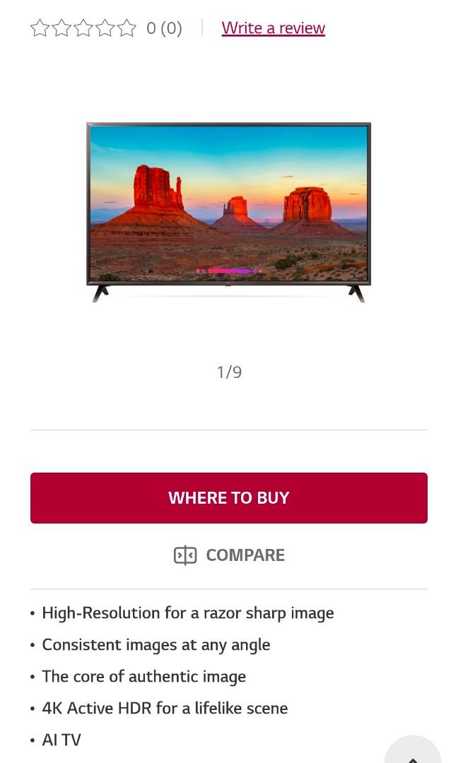 LG 55" TV (Warranty expires in April 2022), TV & Home Appliances, TV