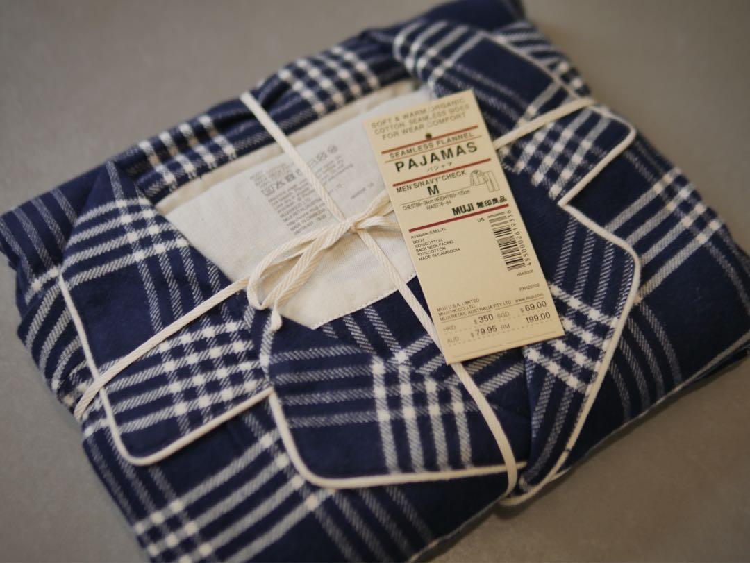 全新男裝muji無印長袖睡衣套裝 男裝 上身及套裝 睡衣和休閒服 Carousell