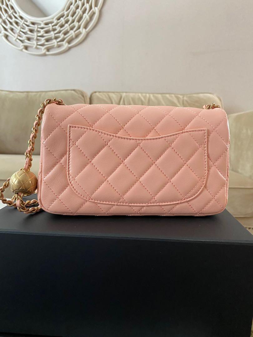 New Chanel 22C Pearl Crush mini rectangle rectangular classic flap bag gold  hardware ghw peach pink beige lambskin handbag purse orange coral, Women's  Fashion, Bags & Wallets, Cross-body Bags on Carousell
