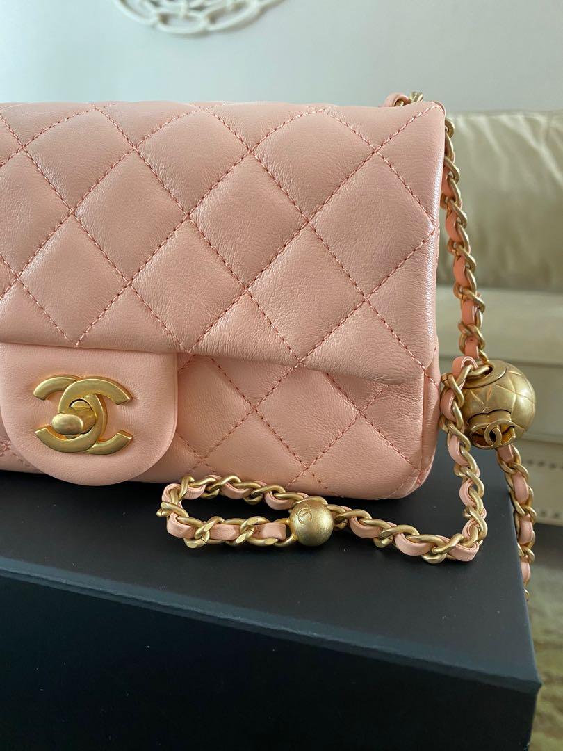 New Chanel 22C Pearl Crush mini rectangle rectangular classic flap bag gold  hardware ghw peach pink beige lambskin handbag purse orange coral, Women's  Fashion, Bags & Wallets, Cross-body Bags on Carousell