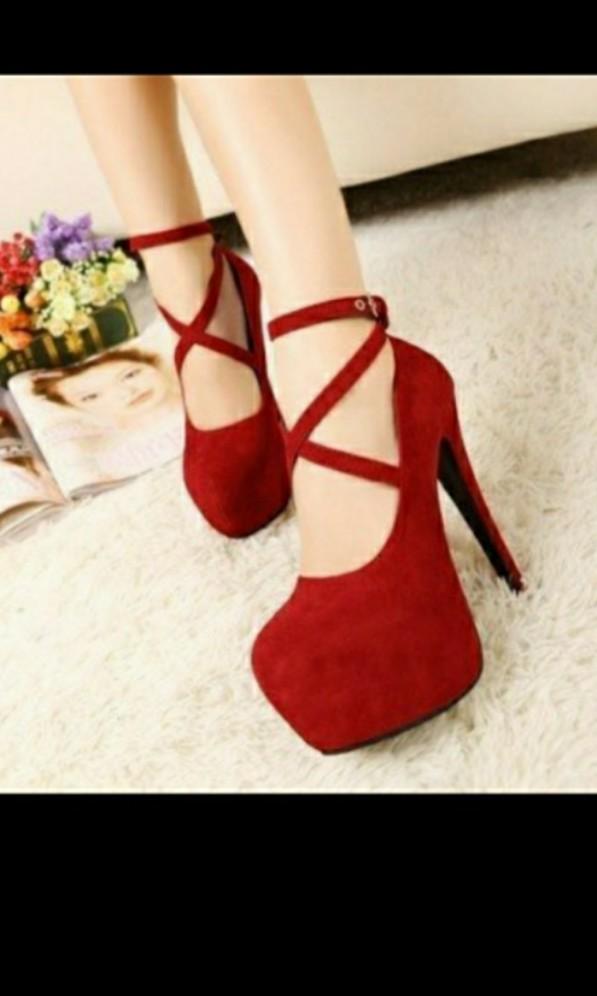 Red cross discount strap heels
