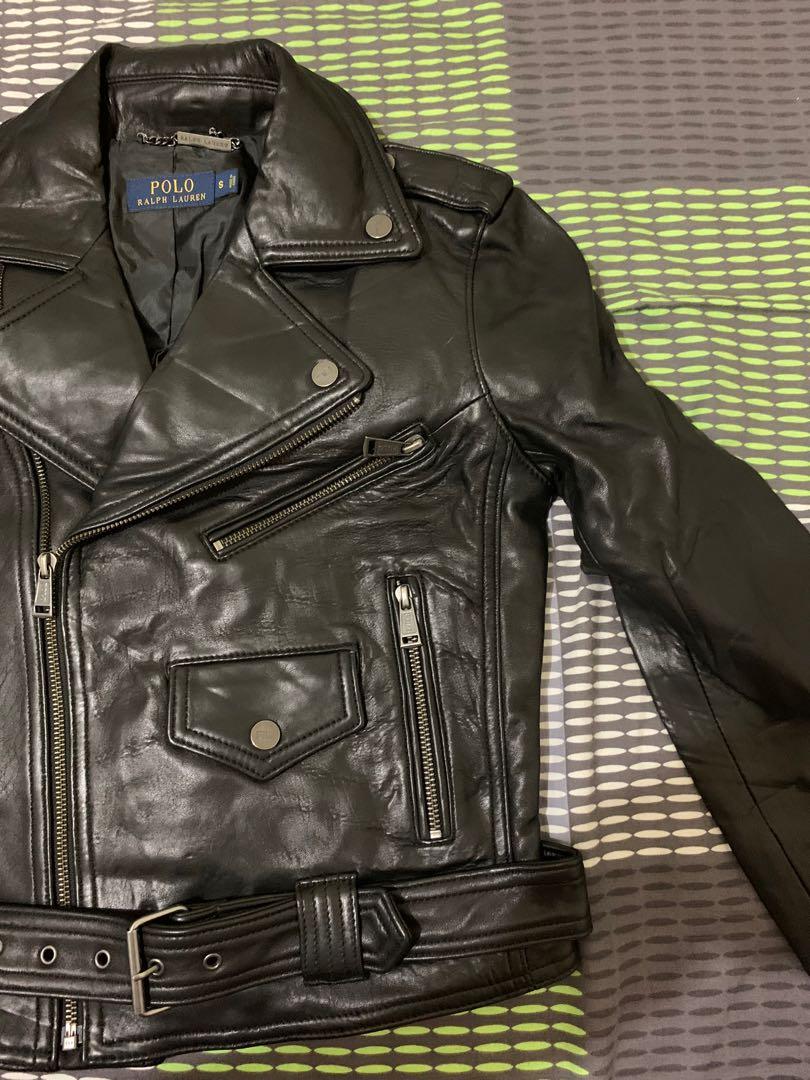 polo black leather jacket