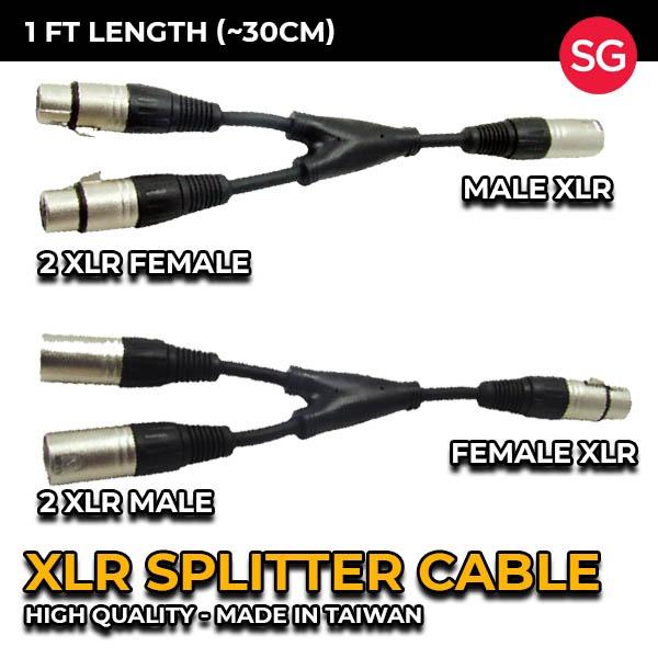 [SG] Professional XLR Splitter ( XLR female to 2 male XLR , XLR male to