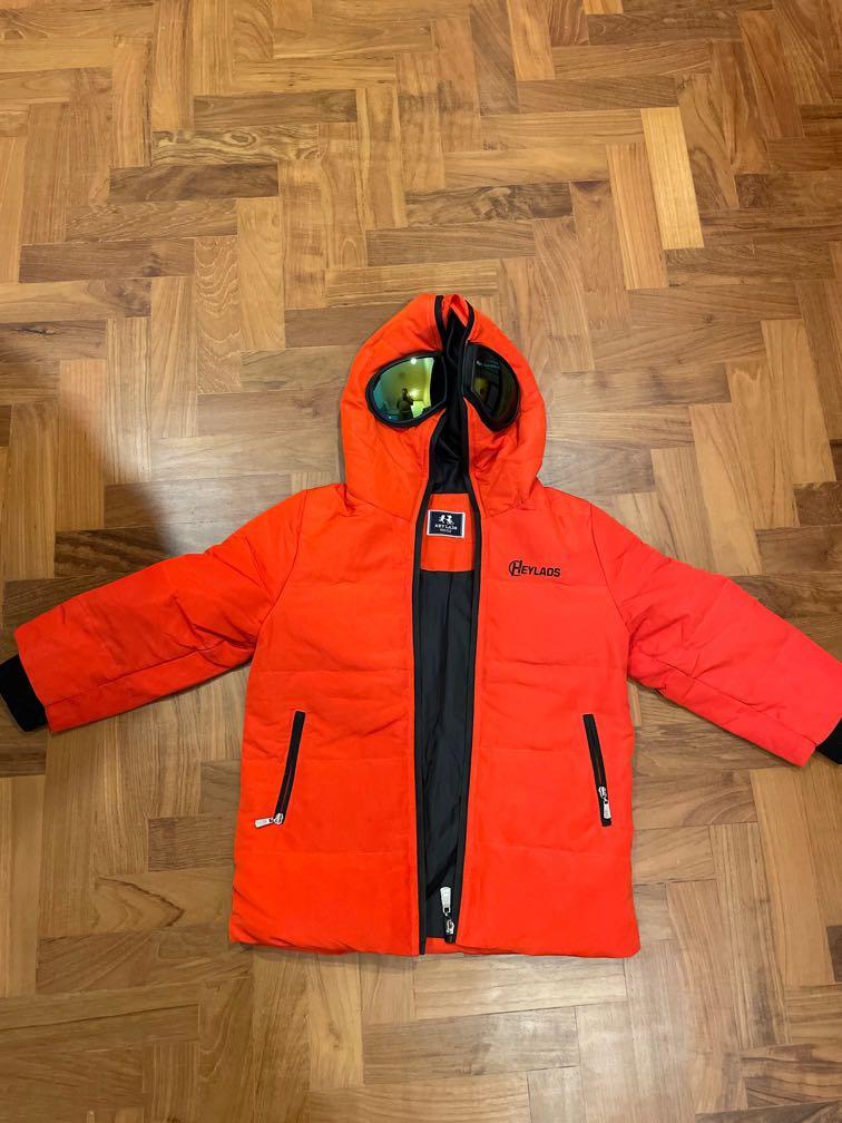 Ski winter jacket with built in goggles