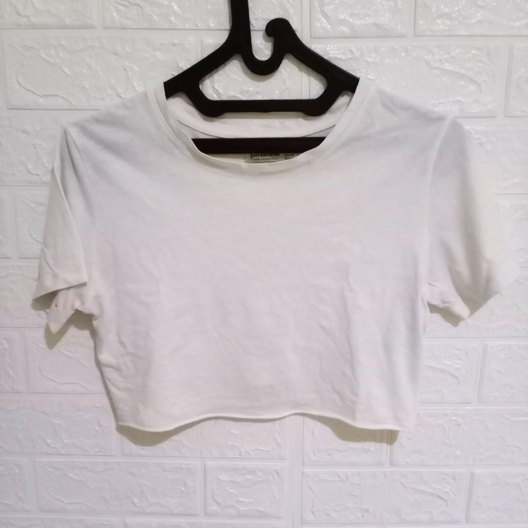 Stradivarius Crop White Tshirt 