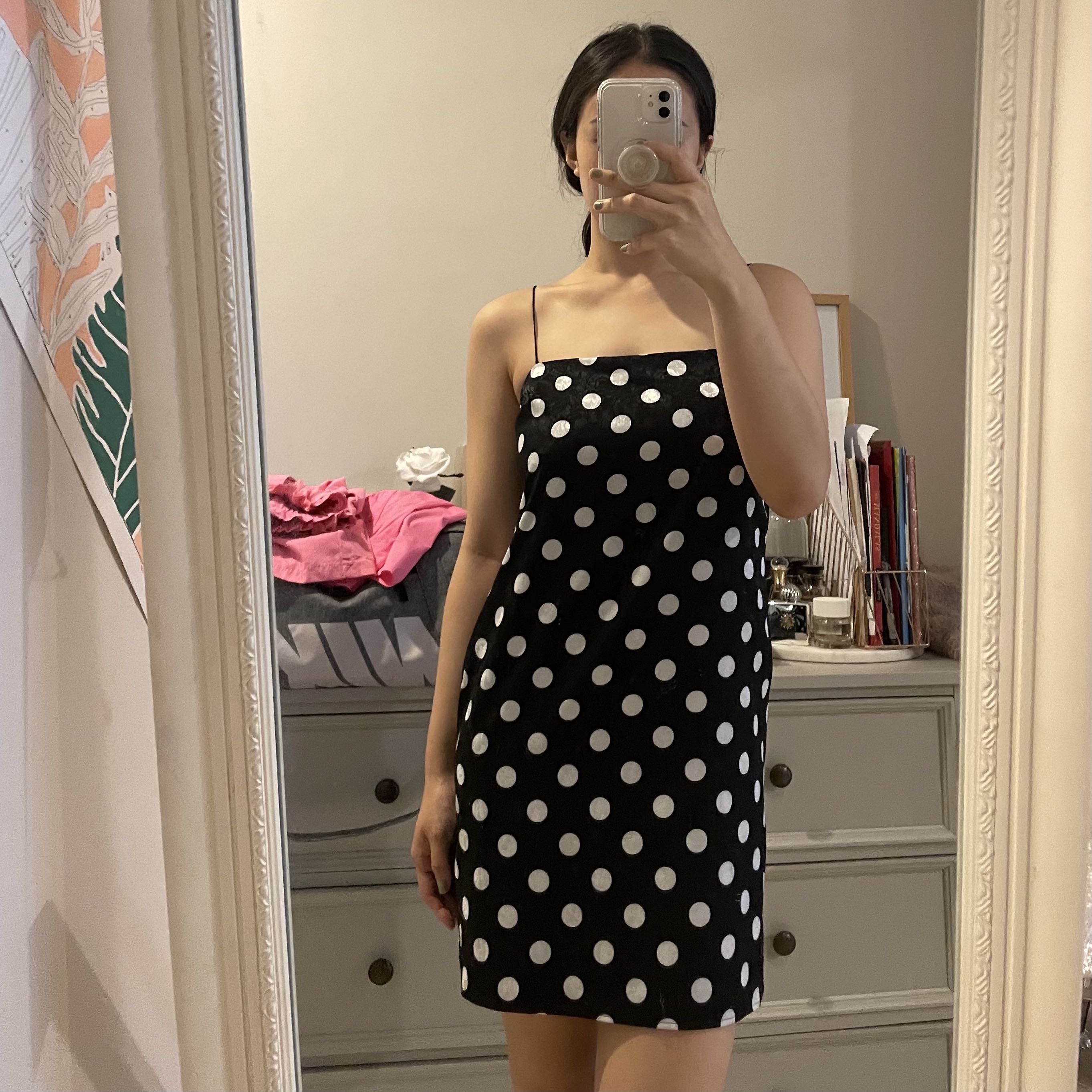 Topshop white and black polka best sale dot dress