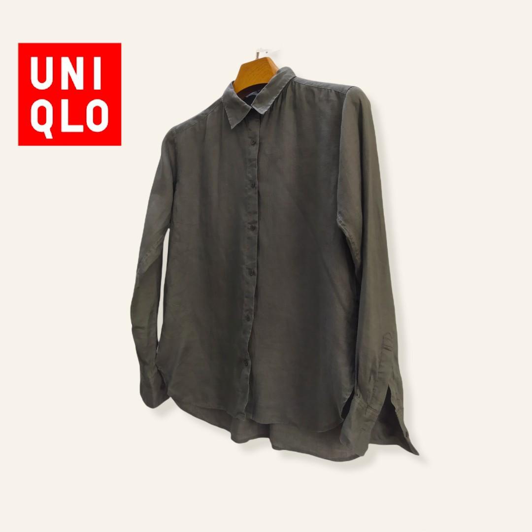 Uniqlo Linen Blend Collar Olive, Women's Fashion, Tops, Longsleeves on  Carousell