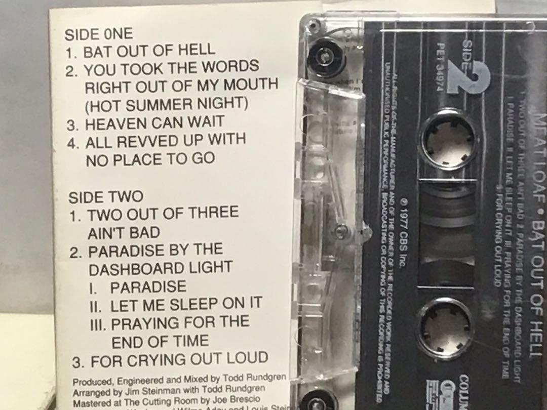 VINTAGE CASSETTE TAPE Meat Loaf Meatloaf Bat Out of Hell OOP KASET