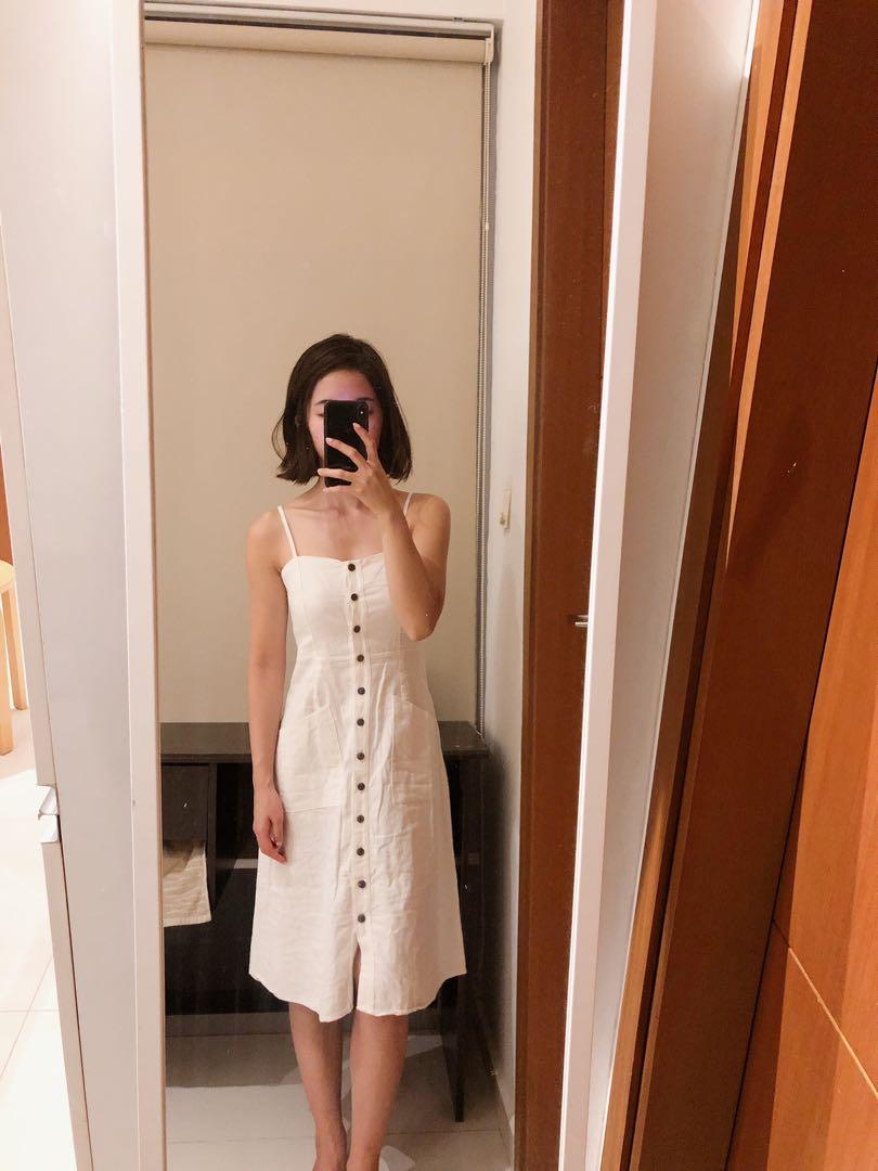 White linen party dress store