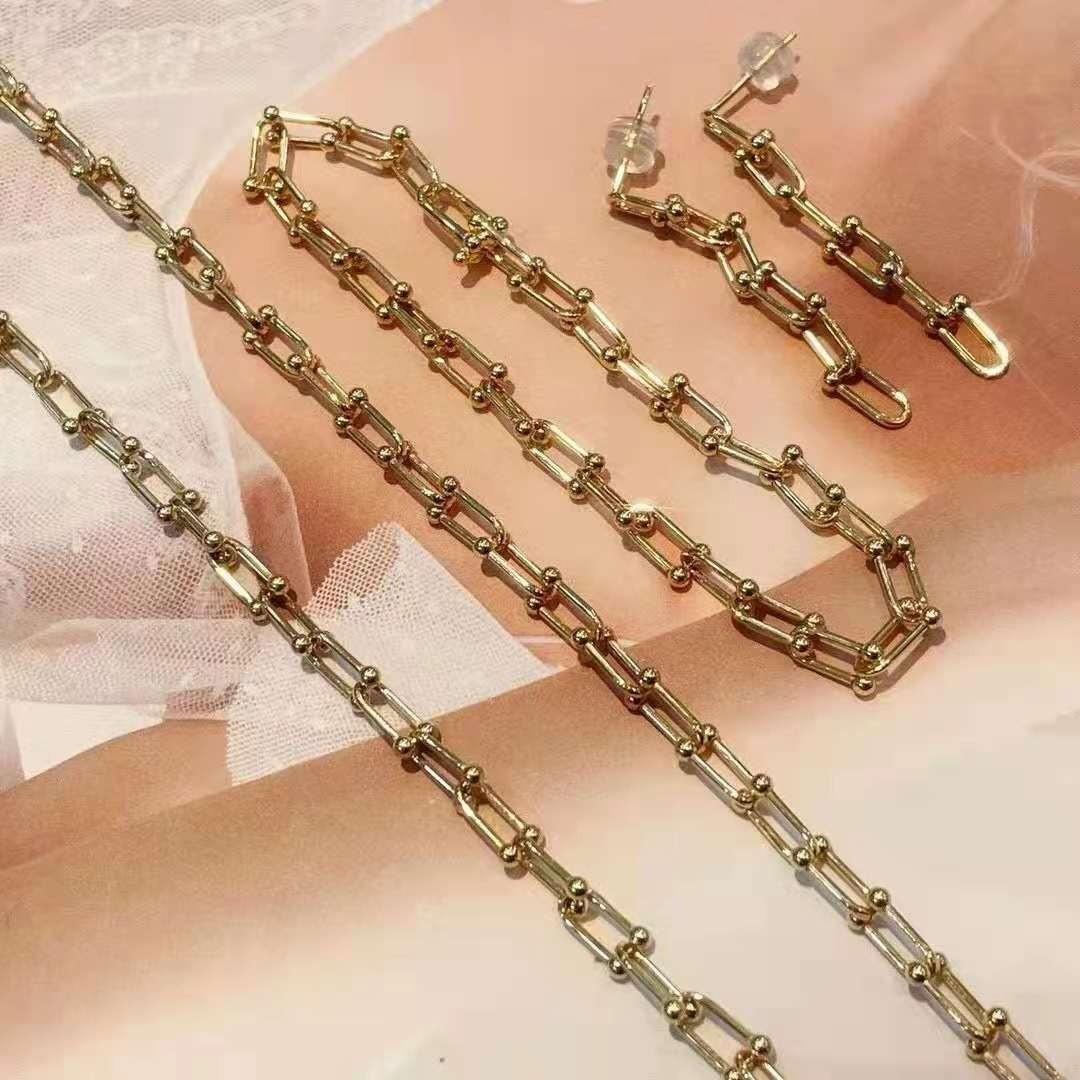 18K Gold White Gold Hardwear Link Necklace Bracelet Women s