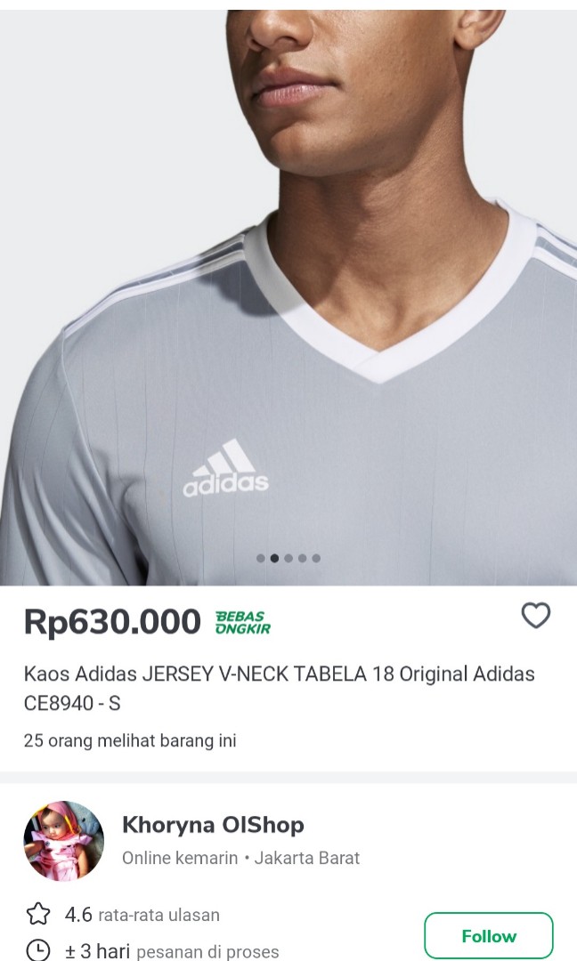 Adidas three stripe shirt, Fesyen Pria 