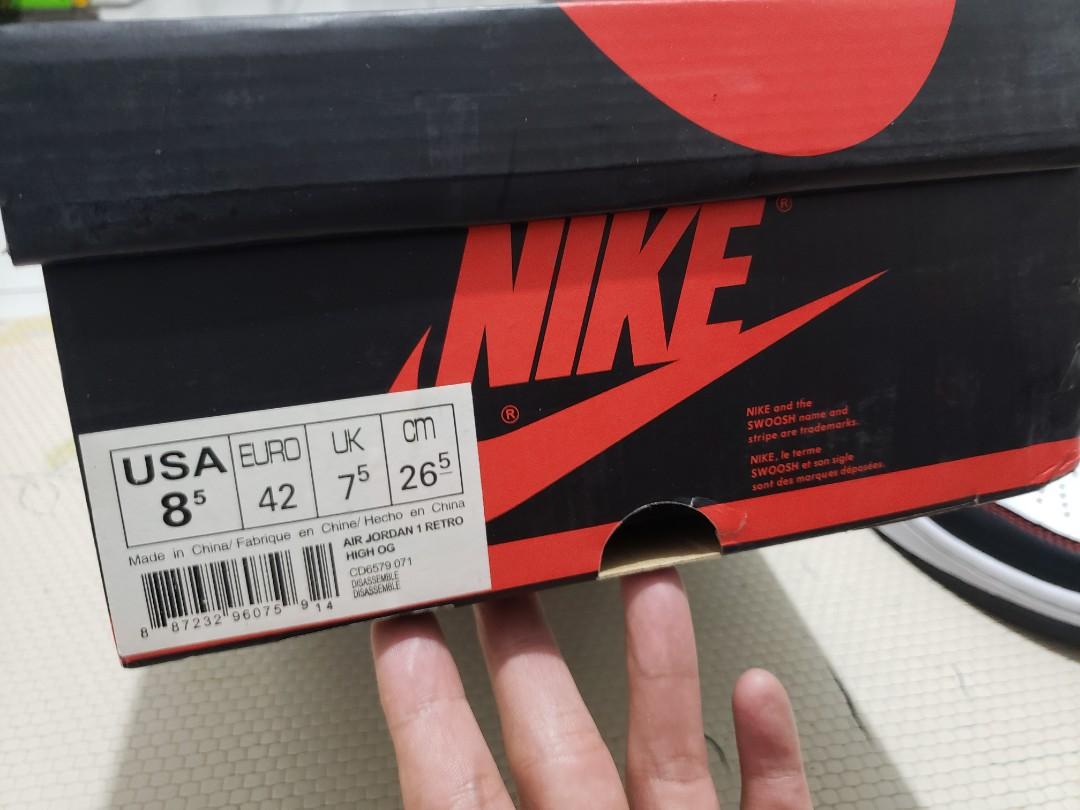 Air Jordan 1 Retro High OG Size 42, Fesyen Pria, Sepatu , Sneakers di  Carousell