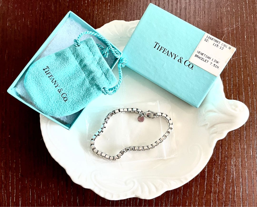 Auth Tiffany & Co. Venetian Link Bracelet 925 Silver, 女裝, 飾物及