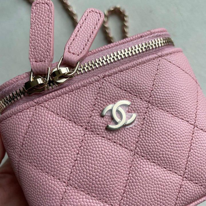 Chanel Sakura Pink Caviar Vertical Vanity Bag with Chain - Handbag | Pre-owned & Certified | used Second Hand | Unisex