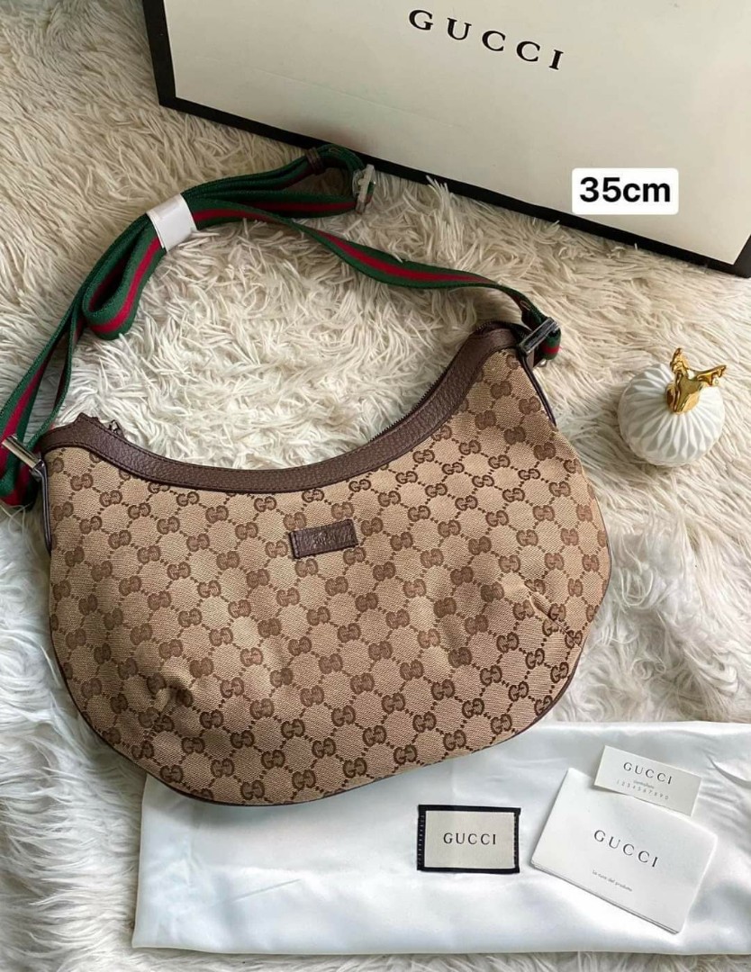 Authentic Gucci GG Half Moon Hobo Canvas Bag, Luxury, Bags & Wallets on  Carousell