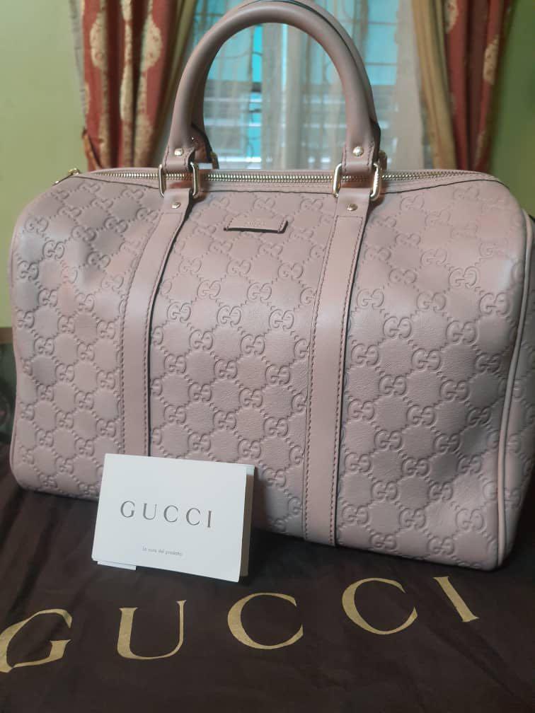 Gucci Medium Boston Joy in Blue GG Guccissima Embossed Leather with Silver  Hardware - SOLD