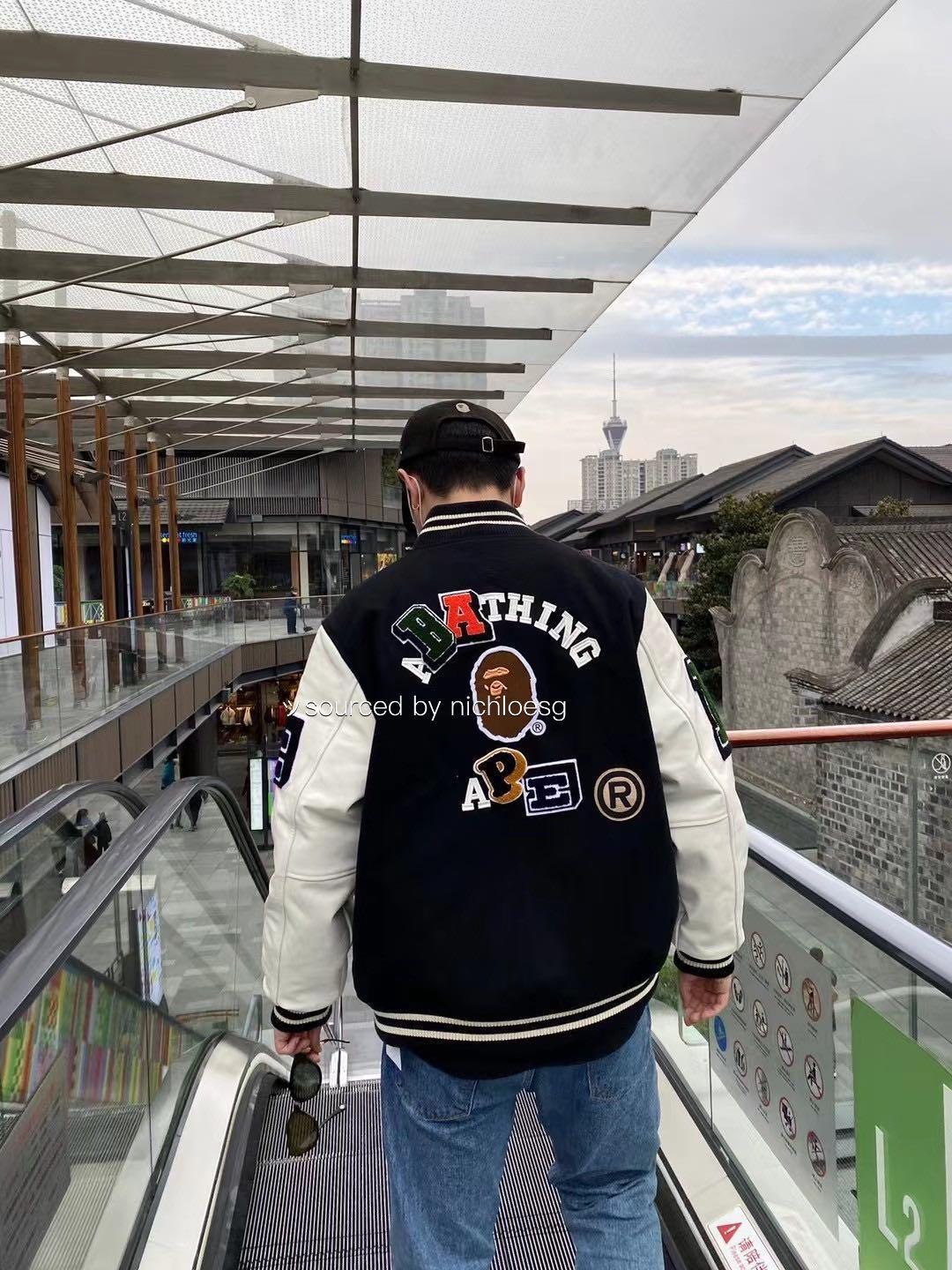 BAPE CRAZY PATCH VARSITY JACKET, Men's 