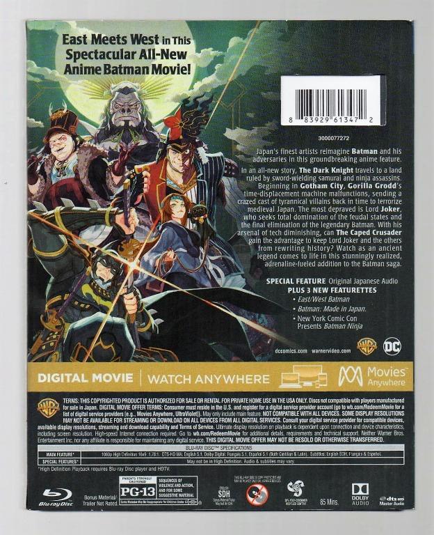 Batman Ninja - Original DVD & Blu-Ray, Hobbies & Toys, Music & Media, CDs &  DVDs on Carousell